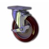5" Swivel Caster with Maroon Polyurethane Wheel & Top Brake