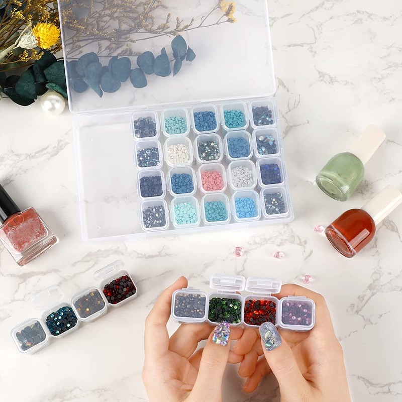 Qoosea 28 Grids Diamond Embroidery Box, Diamond Storage Box Beads