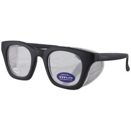 TITUS G12 Retro Style Safety Glasses Soft Folding Stainless Steel Mesh OR Color Matched Side Shield (Black Frame/Magnifier 2.0x Lens, Glasses Only)