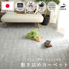 Glam Style Carpet, Can Be Cut, Washable, Floor Heating Compatible, 53.4 sq ft (3 Tatami Mats), Gray
