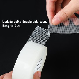 Coipdfty Double Sided Tape for Walls Removable Poster Tape Heavy Duty Sticky Tape for Wall Hanging Pictures Traceless Washable Adhesive Tape R (2Rolls(1.18inx6.5ft+0.39inx6.5ft)-Grid)