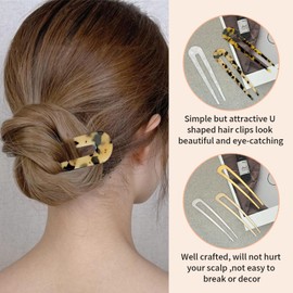 GUTERTOP Pack of 6 French Twist Hair Pin, U-Shaped French Hair Pin for Thick Hair, Large Hair Pins for All Hair Types of Women and Girls Styling Hair Accessories
