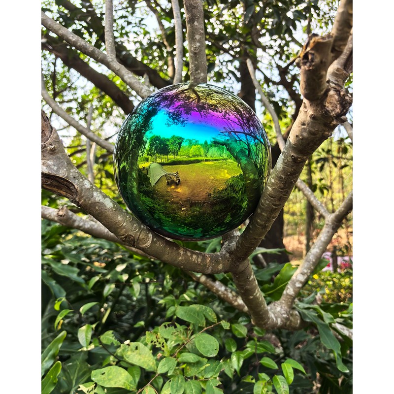 Gazing Ball for Garden Decor - 8-Inch Hollow Metal Sphere
