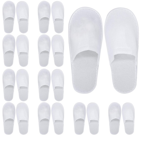 24 Disposable Spa Hotel Slippers, Bulk Guest Slippers Size 11 Women Size 10 Men