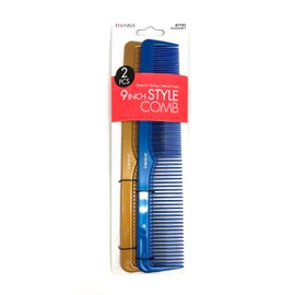 DONNA PREMIUM PEARL COMBO 9" Style COMBS Great for All Hair Type, Hair Styling Comb for Women, Men and Salon KHAKI AND BLUE COLOR