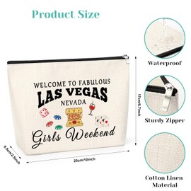 Las Vegas Travel Gift Makeup Bag Las Vegas Lovers Gift Vacation Essentials Girls Weekend Gift Bachelorette Party Gift for Sister Friend Daughter Birthday Christmas Presents Travel Cosmetic Pouch