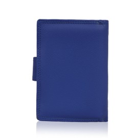 Hudson & James Ladies RFID Safe Designer Leather Compact Purse Card Women Wallet Zip Coin Pocket Boxed (Royal Blue)
