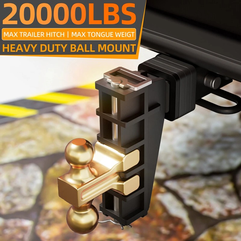 LOCAME 2" Receiver 6" Drop/Rise Adjustable Tow Hitch Dual Ball