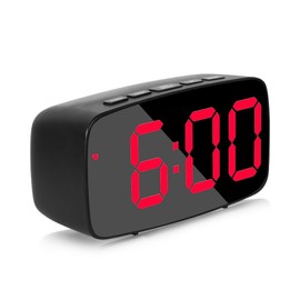 MOGONE Reloj Despertador Digital, Reloj Escritorio con Luminosidad Regulable y Indicacion de Fecha y Temperatura, Reloj LED con Puerto de Carga USB(Rojo)