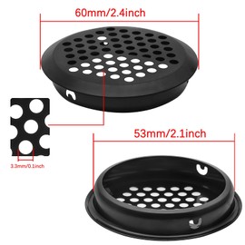 Piutouyar 20Pcs 53mm/2.1" Air Vents Round Soffit Vents, Stainless Steel Circular Soffit Vent Mesh Hole Louver for Kitchen, Bathroom, Cabinet and Wardrobe (Black)