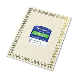 Geographics 44407 Premium Gold Foil Stamped Award Certificates, Leter Size 8-1/2 x 11, Gold Serpentine Border, 12/Pack, Sold as 1 Pack