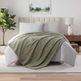 Vellux Plush Texture Blanket – Ultra Soft King Bed Blanket for All Season Comfort – Lightweight Cozy Throw for Couch, Bedroom, Travel & Pets – Sage