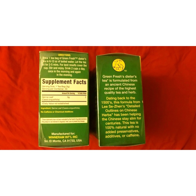 Fresh 2 PACK GREEN FRESH DIETER'S TEA 100%NATURAL NO CAFFEINE