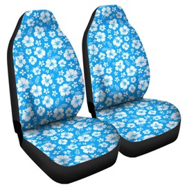 Jodoolang Blue Hibiscus Floral Front Car Seat Covers Only, 2pcs Auto Universal Seat Protector, Men Women Automobile Interior Decorate Accessories