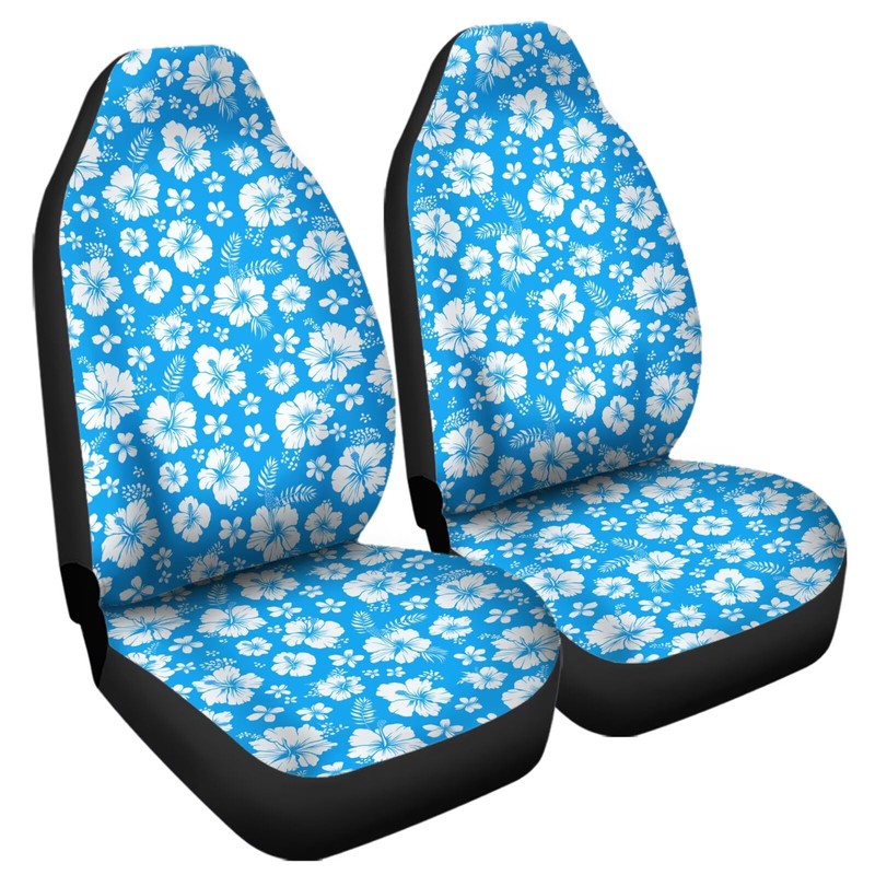 Jodoolang Blue Hibiscus Floral Front Car Seat Covers Only, 2pcs