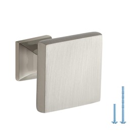 JOY DECOR 10 Pack Brushed Nickel Square Cabinet Knob Kitchen Cabinet Knobs Single Hole Knobs for Cabinets and Drawers Brushed Nickel Door Knobs