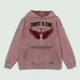 Christ Is King Graphic Hoodie 100% Cotton US Warehouse 6 ColorsColor: Brown, Size: M