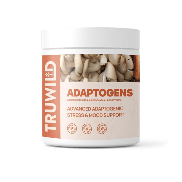 TruWild Adaptogen Blend with Cordyceps Maca Ashwagandha - Full Spectrum Mushroom Blend for Daily Support and Function – All Natural Formula with 7 Key Ingredients – 60 Capsules