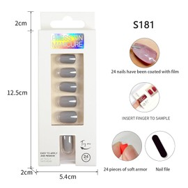LEIRQXMK 24 pieces Press On Nails - Pure Color, No Damage to Nails, Includes Nail File - Nail Stickers/Fake Nails for Nail Stuff Enthusiasts