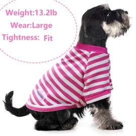 2 Pieces Stripe Dog Clothes for Small Dogs Summer Dog Shirt Cute Soft Puppy Clothes Bresthable Chihuahua Cat Clothes XS~XXL Pet Clothing (Pink, Large)