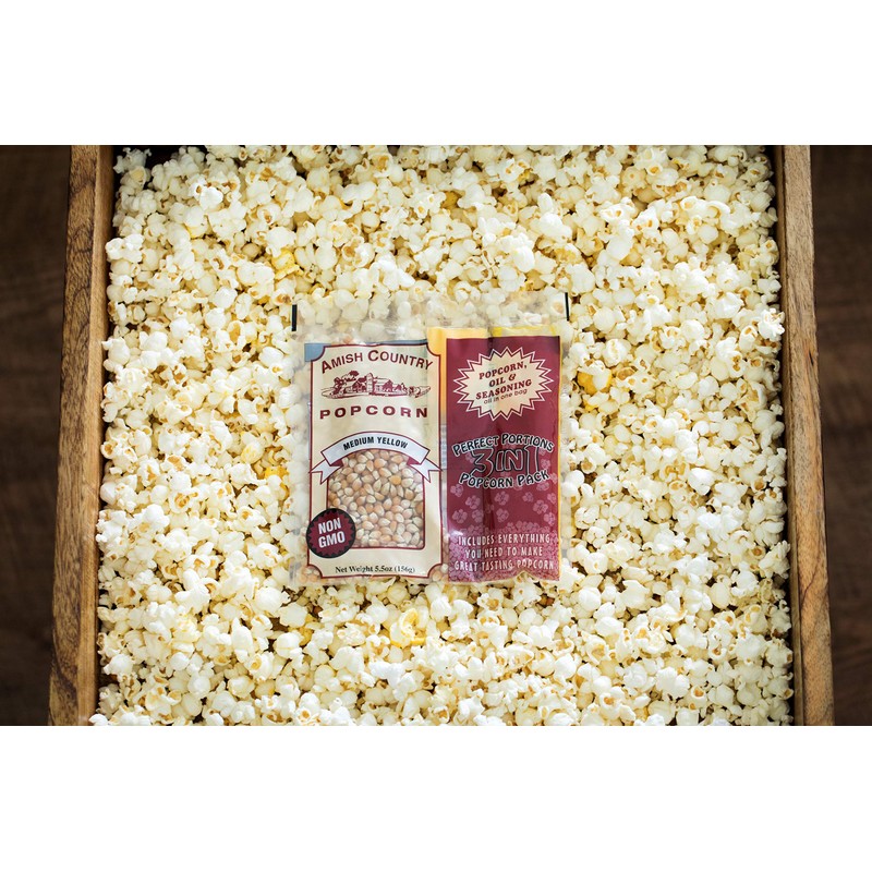 Amish Country Popcorn | All-In-One Medium Yellow Kernel Popcorn Packs