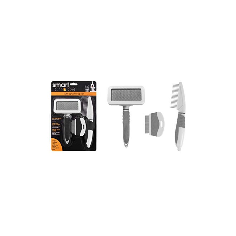 Smart Choice Pet Grooming 3-Piece Set, Black/White & Grey/White, 0.25
