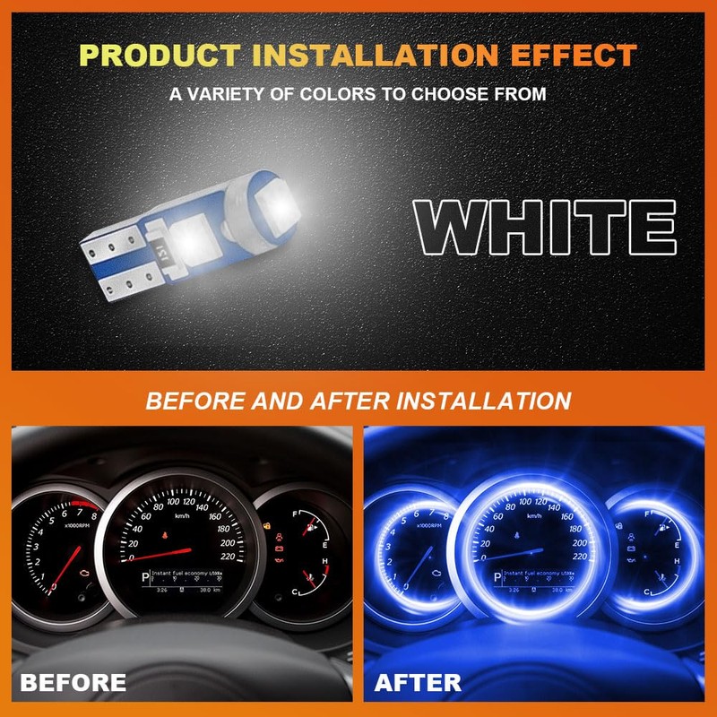 HEVLE 12PCS T5 LED Bulb, led dash light bulbs, 3030
