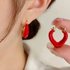 Sonateomber Red Heart Chunky Huggie Thick Hoop Earrings for Women