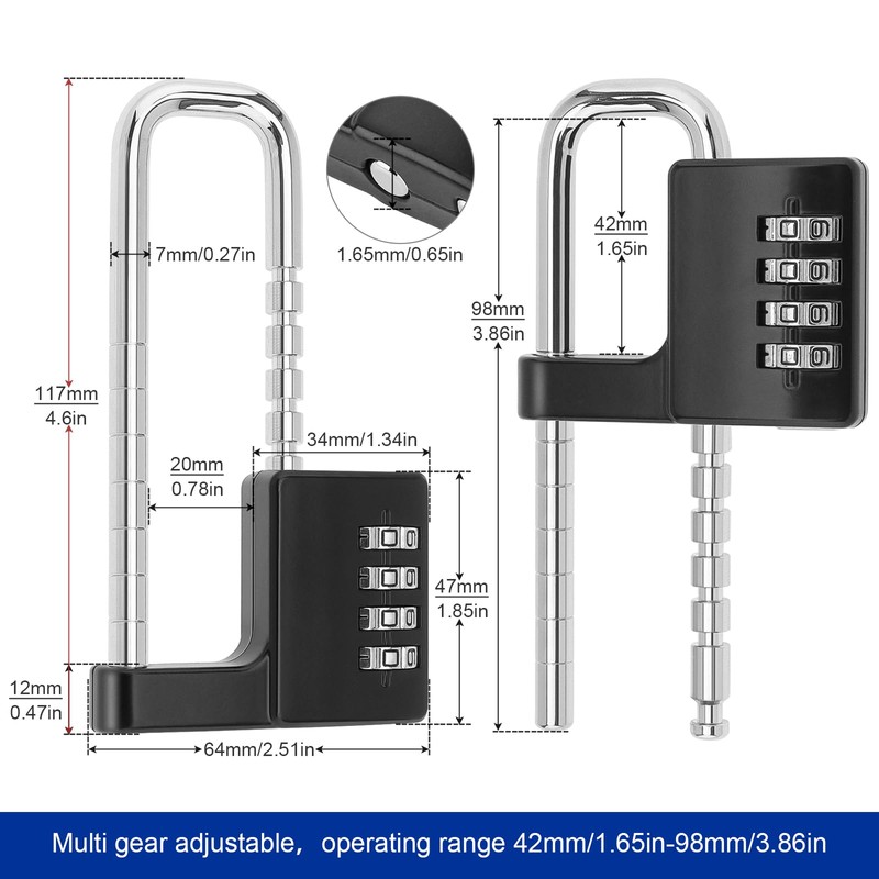 HOJLKLD Cabinet Lock, 4 Digit Combination Padlock, Stainless Steel Gym