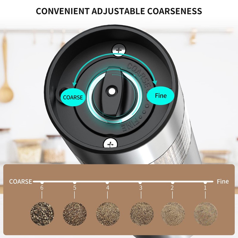 CIRCLE JOY Electric Salt and Pepper Grinder Set Stainless Steel