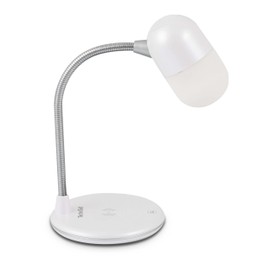 TechniSat VIOLA Table Lamp - LED Table Lamp with Bluetooth Audio Streaming and Wireless Charging for Smartphones (3 Watt Mono Speaker, Three Light Colours, Dimmable, Flexible Lamp Neck) White