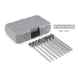 TEKTON 3/8 Inch Long Triple Square Bit Socket Set with Case (8-Piece) | SHB91318