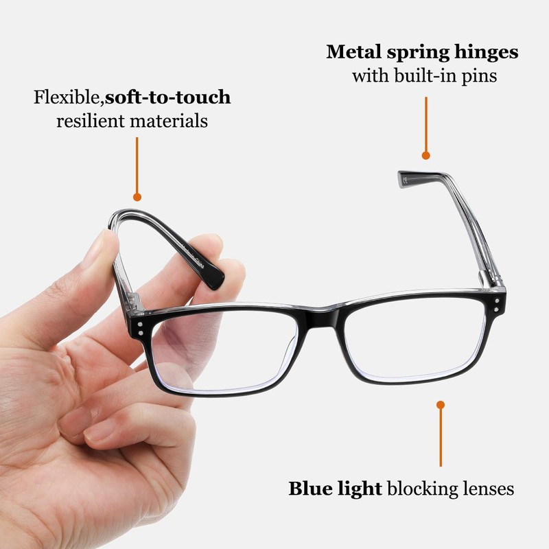 EYECEDAR 4-Pack Reading Glasses for Men Blue Light Blocking Readers