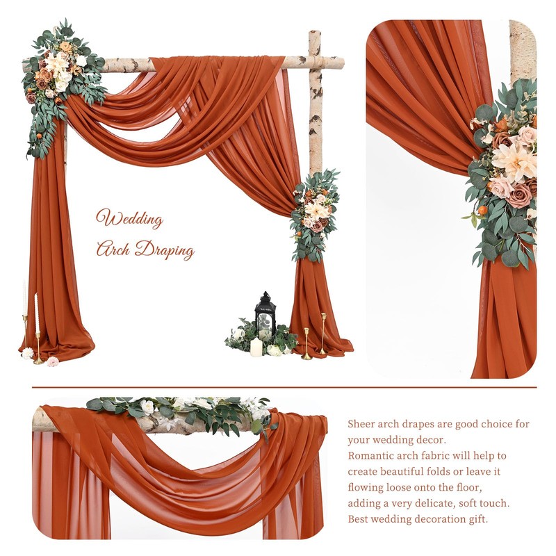 Showgeous Wedding Arch Draping Fabric 2 Panels 28" x20Ft Terracotta