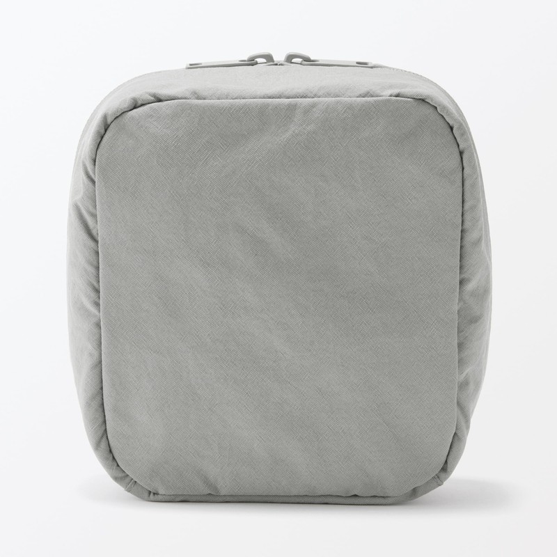 MUJI 84475863 Wrinkle Nylon Wide Open Square Pouch, Gray, Approx.