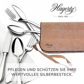 Hagerty Silver Guard Cutlery Roll Cutlery Bag for Silver & Silver-Plated 41.5 x 40 cm I Silver Cutlery Storage with Tarnish Protection I Cutlery Holder for Fruit & Fish Forks with 12 Compartments