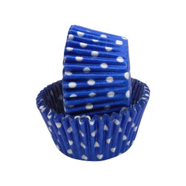 Regency Wraps Greaseproof Professional Grade Baking Cups, Pack of 40, Standard Liners, Cobalt Blue Polka Dots, for Cupcakes, Muffins, Candy, Non Stick