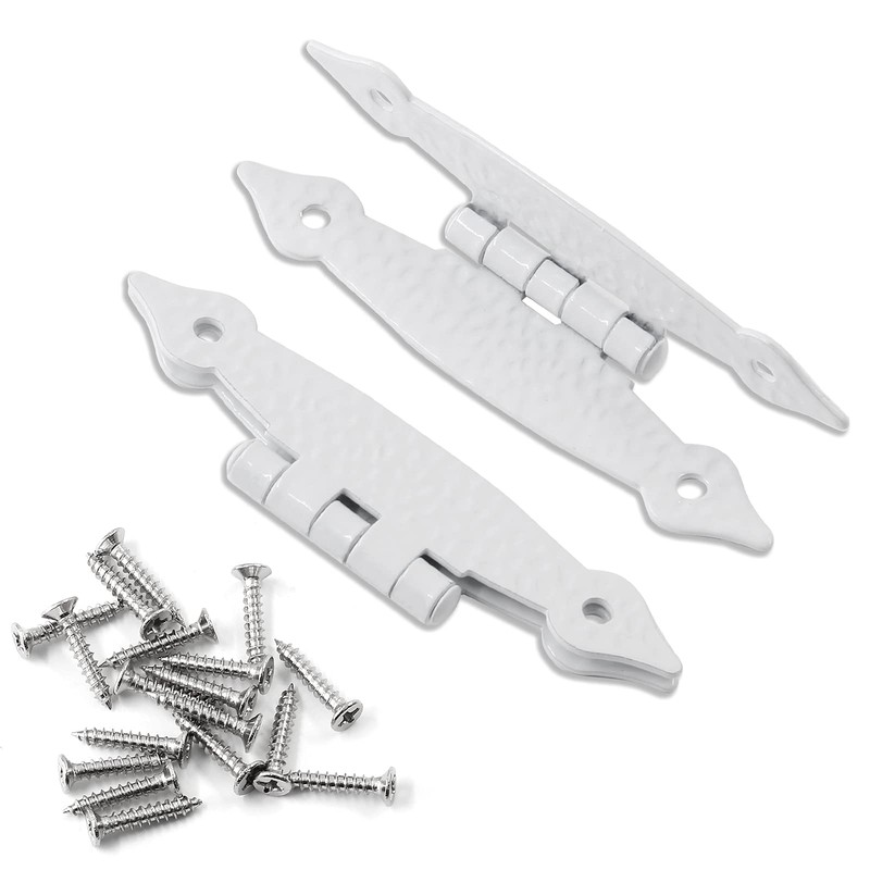 Rierdge 4 Pcs White Flush H-Hinges, Antique H-Shape Hinges for