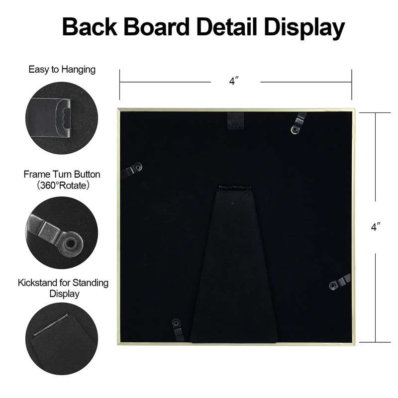 Autjvy 4x4 Picture Frame Champagne Brushed Modern Simple Thin Aluminum