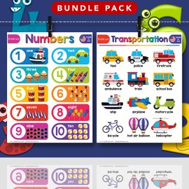 Beginner Bundle – 7 Educational Posters for Kids – Classroom and Homeschool Learning Chart Decorations and School Supplies Materials, Preschool to Grade 3 | Durable, Glossy Cardstock | 8.5" x 11"