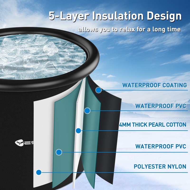 Yesker 126 Gal Ice Bath Tub with Air Ring, Portable