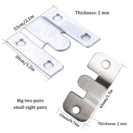 Flush Concealed Mount Bracket, Interlocking Photo Frame Hook, Heavy Duty Stainless Steel Picture Hanger Z Clip Bracket for Large Picture Display Art Gallery Wall Mount Hardware (10 Pairs)