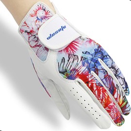 wosofe Golf Glove Women Pair Cool Leather Both Hand Summer Floral Medium Colorful Breathable Sport Gloves
