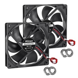 Alinan 2pcs 12025 120mm x 25mm 12V 5 inch Dual Ball Bearings Brushless Fan 2Pin DC Cooling Exhaust Fan for Radiator DIY Air Exhaust Vent Cooling