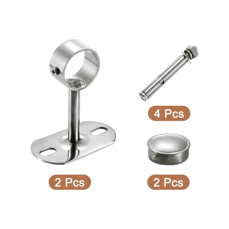 sourcing map 2 Pcs Ceiling Mount Bracket, Wardrobe Pipe Bracket,