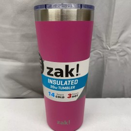 Zak! Designs 20oz Double Wall Stainless Steel Tumbler PINK 3 Pack Slide Lid NEW