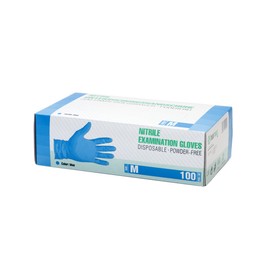 Nitrile Gloves, Box of 100 (Medium, Blue) Disposable Gloves, Examination Gloves, Powder-Free, Latex-Free, Non-Sterile, Latex-Free, Disposable Gloves, Blue, Medium