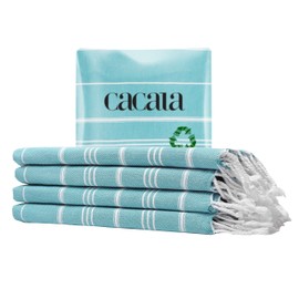 Cacala - Toallas turcas de mano con lazo para colgar (23 x 36) juego de 4 – 100% algodón de secado rápido, prelavadas para un tacto suave, toallas decorativas para gimnasio, yoga, baño y cocina, color