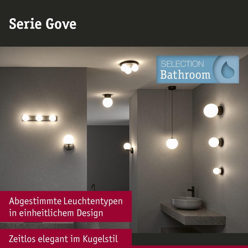 Paulmann 71071 LED Ceiling luminaire Selection Bathroom Gove IP44 3000K