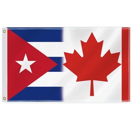 3×5 FT Canada Cuba Combo Flag,Large Canadian Cuban Decor,Double Side Digital Printed 150D Polyester Banner With Canvas Header Brass Grommet For Outdoor Indoor Parade Car